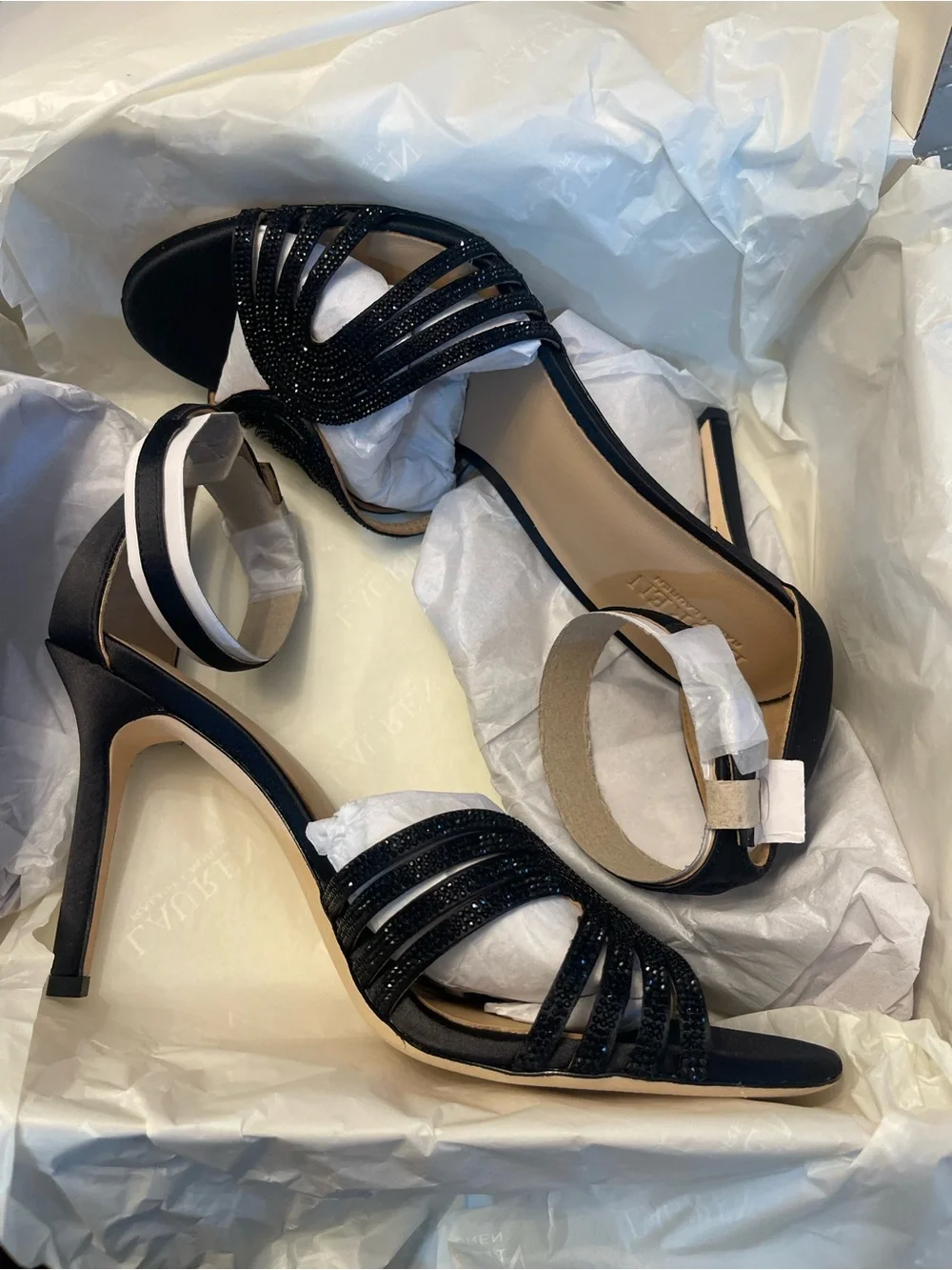 NWB Lauren Ralph Lauren women’s Allie embellished multistrap sandals black 8.5